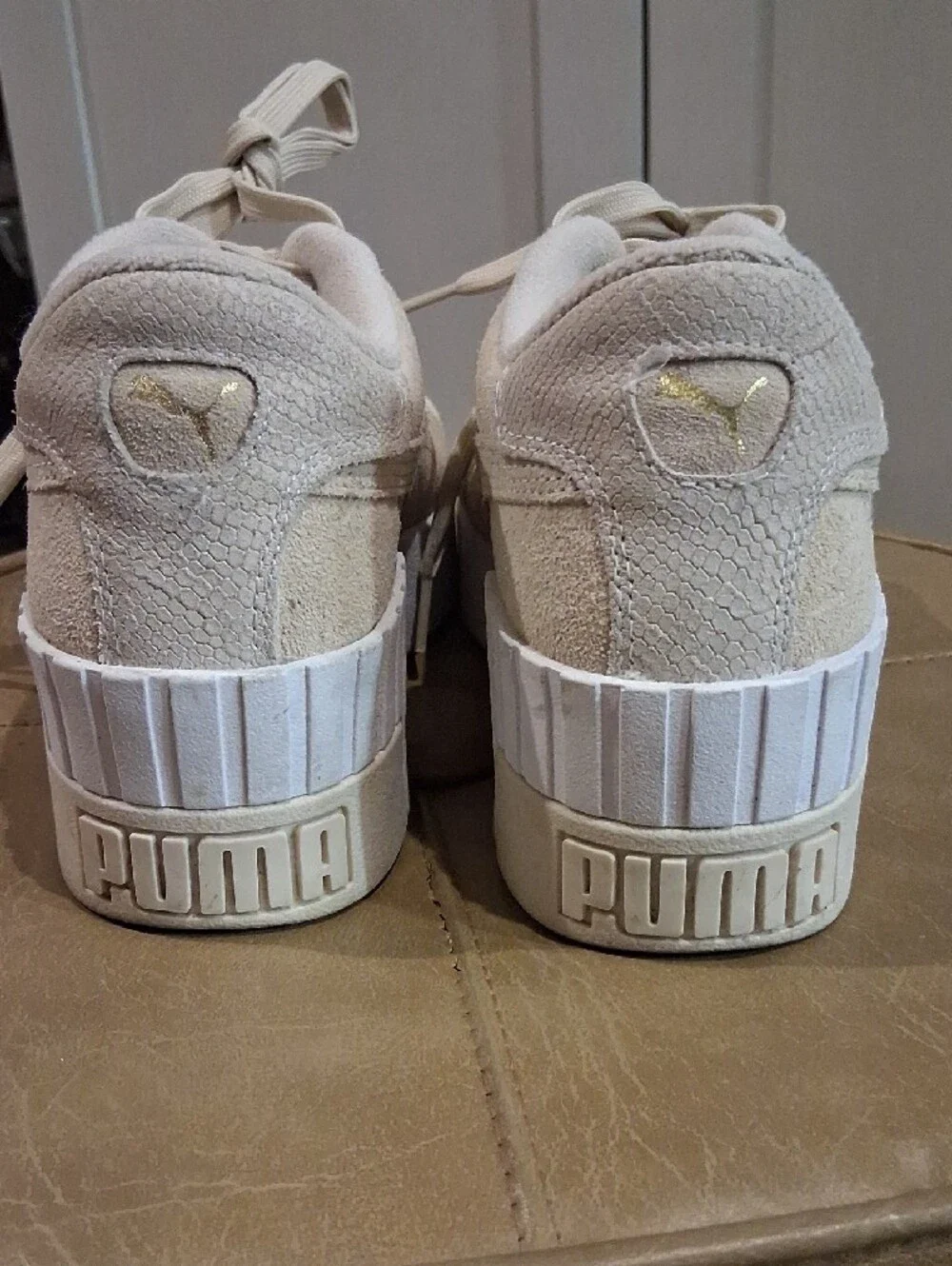 Puma Suede Platform Sneakers in Light Beige